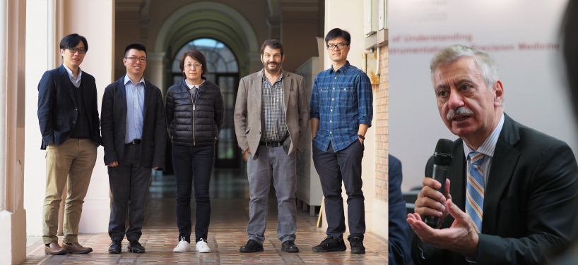 Dr Paddy Chan, Professor Anderson Shum, Professor Barbara Chan, Professor David Weitz, Professor Kenneth Wong and Dr Fawwaz Habbal of the Advanced Biomedical Instrumentation Centre.